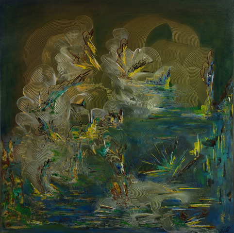 AU BORD DE L'EAU 80 x 80 cm